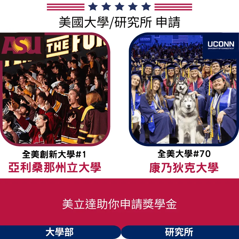 【美國留學申請】美國 亞利桑那州立大學ASU+康乃狄克大學Uconn 大學與研究所申請解析